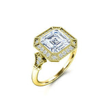 Vintage Milgrain Halo Engagement Ring 2ct Asscher Cut Diamond 14k WhiteGold Over