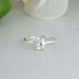 1.5ct Radiant Cut Diamond Trilogy Solitaire Engagement Ring 14k White Gold Over