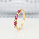 1ct Marquise Pink Ruby Wedding Band Half Eternity Stackable 18k Yellow Gold Over