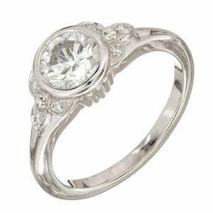 1ct Round Cut Diamond Engagement Ring Art Deco Solitaire 14k White Gold Finish