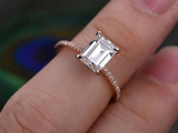 1ct Emerald Cut Diamond Engagement Ring 14k Rose Gold Finish Classic Solitaire