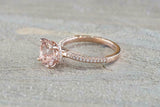 1.2ct Round Cut Morganite Engagement Ring 14k Rose Gold Finish Diamond Accents