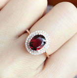 2.5ct Oval Cut Pink Ruby Engagement Ring Dual Halo Solitaire 14k RoseGold Finish