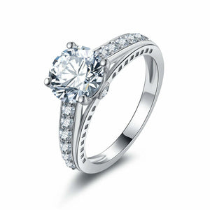 2.6ct Round Cut VVS1D Diamond Solitaire with Accents Ring 14k White Gold Finish