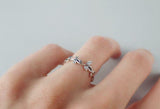 Leaf Vine Petite Engagement Ring 14k White Gold Finish