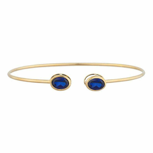 1.2ct Oval Cut Blue Sapphire Open Cuff Women Bracelet 14k Yellow Gold Finish