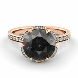 4Ct Round Cut Black Diamond Exquisite Solitaire Cocktail Ring 14K Rose Gold Over