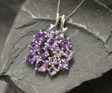 4ct Purple Amethyst Pendant Round Cut Cluster 14k White Gold Finish NO CHAIN