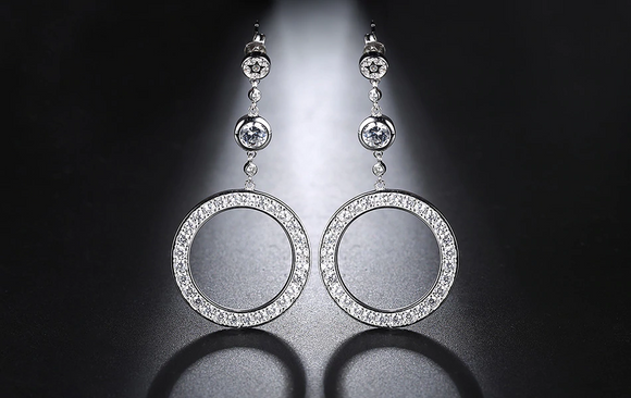 2.3ct Round Cut Diamond Elegant Round Shape Drop Earrings 14k White Gold Finish