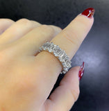 4.1ct Emerald Cut Diamond Full Eternity Iced Wedding Band 14k White Gold Finish