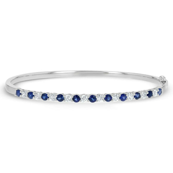 6ct Round Cut Blue Sapphire Partywear Cuff Bangle Bracelet 14k White Gold Finish