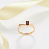 0.75ct Baguette Cut Pink Ruby Minimalist Futuristic Ring 14k Rose Gold Finish