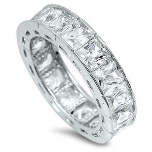 4Ct Radiant Cut Diamond Iced Full Eternity Wedding Band Ring 14K White Gold Over