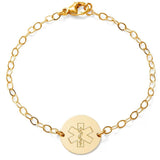 Custom Adjustable Medical Alert ID Bracelet Unisex 14k Yellow Gold Plated