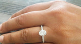 Accents Solitaire Engagement Ring 1.3ct Oval Cut Diamond 14k White Gold Finish