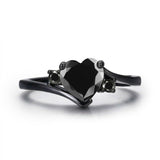 1ct Heart Cut Black Diamond Love Solitaire Engagement Ring 14k Black Gold Finish