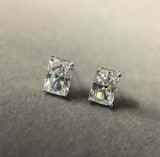 1.2ct Stud Earrings Radiant Cut Diamond Solitaire Women 14k White Gold Finish