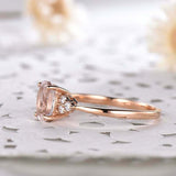 1.5ct Oval Cut Morganite Engagement Ring Petite Round Accents 14k Rose Gold Over