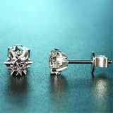 1ct Stud Earrings Round Cut Diamond Solitaire Heart Prong 14k White Gold Finish