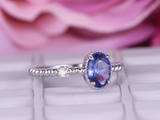 1ct Oval Cut Blue Tanzanite Engagement Ring Braided Solitaire 14k WhiteGold Over