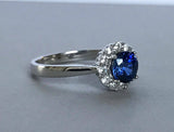 1.4ct Round Blue Tanzanite Floral Solitaire Engagement Ring 14k WhiteGold Finish