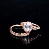 2.4ct Oval Cut Diamond Engagement Ring 14k Rose Gold Over Trendy Halo Bridal Set