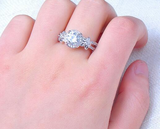 1Ct Round Cut Diamond Floral Accent Women Engagement Ring 14K White Gold Finish