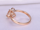 1.6ct Heart Cut Peach Morganite Diamond Floral Bypass Ring 14k Rose Gold Finish