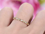 1ct Marquise Cut Green Peridot Wedding Band Half Eternity 14k Rose Gold Finish