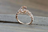 2ct Oval Cut Peach Morganite Infinity Design Solitaire Ring 14k Rose Gold Finish