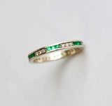 1ct Princess Cut Green Emerald Wedding Band 14k Yellow Gold Finish Full Eternity