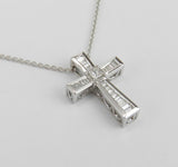 3ct Baguette Cut Diamond Jesus Cross Holy Pendant 14k White Gold Finish NO CHAIN