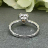 1.5ct Heart Peach Morganite Halo Solitaire Engagement Ring 14k White Gold Over