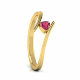 0.2Ct Heart Cut Pink Ruby Bypass Solitaire Engagement Ring 14K Yellow Gold Over