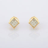 1.55ct Stud Earrings Princess Cut Diamond Geometric 14k Yellow Gold Finish