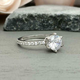 1.66ct Engagement Ring Round Cut Diamond Hidden Halo Design 14k WhiteGold Finish