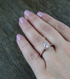 2ct Pear Cut Diamond Engagement Ring 14k RoseGold Finish Halo Solitaire Teardrop