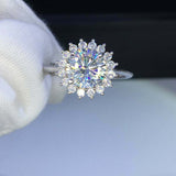 2.2ct Round Cut VVS1D Diamond Engagement Ring Cluster Halo 14k White Gold Finish