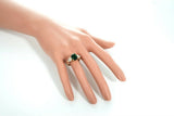 3.2ct Oval Cut Green Emerald Pear Accents Trilogy Ring 14k Yellow Gold Over