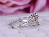 2ct Princess Morganite Engagement Ring Filigree Split Shank 14k White Gold Over