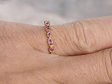 1ct Round Cut Pink Sapphire Wedding Band Vintage Stackable 14k Rose Gold Finish