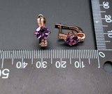 2.6ct Drop Earrings Round Cut Purple Amethyst Split Shank 14k Rose Gold Finish