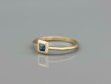 0.2ct Princess Cut Blue Sapphire Engagement Ring Solitaire 14k YellowGold Finish