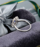 2.2ct Oval Blue Sapphire Diamond Floral Halo Engagement Ring 14k White Gold Over