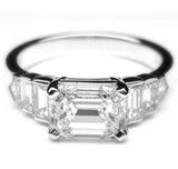 2.3ct Emerald Cut Diamond Solitaire Step Baguette Accent Ring 14k WhiteGold Over