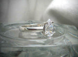 Solitaire Women Engagement Ring 1.5ct Pear Cut VVS1D Diamond 14k White Gold Over