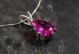 2ct Pink Ruby Pendant Pear Cut Solitaire Women 14k White Gold Finish NO CHAIN