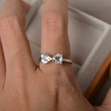 1ct Heart Cut Diamond Bow Shape Love Gift Engagement Ring 14k White Gold Finish