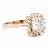 2.2ct Cushion Cut Diamond Engagement Ring Round Accent Halo 14k Rose Gold Finish