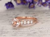 1.5ct Round Peach Morganite Engagement Ring 14k RoseGold Finish Accent Solitaire